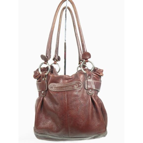 B. Makowsky Shoulder Bag Women Purse Leather Hobo Lined Pockets Brown Boho - Picture 2 of 7